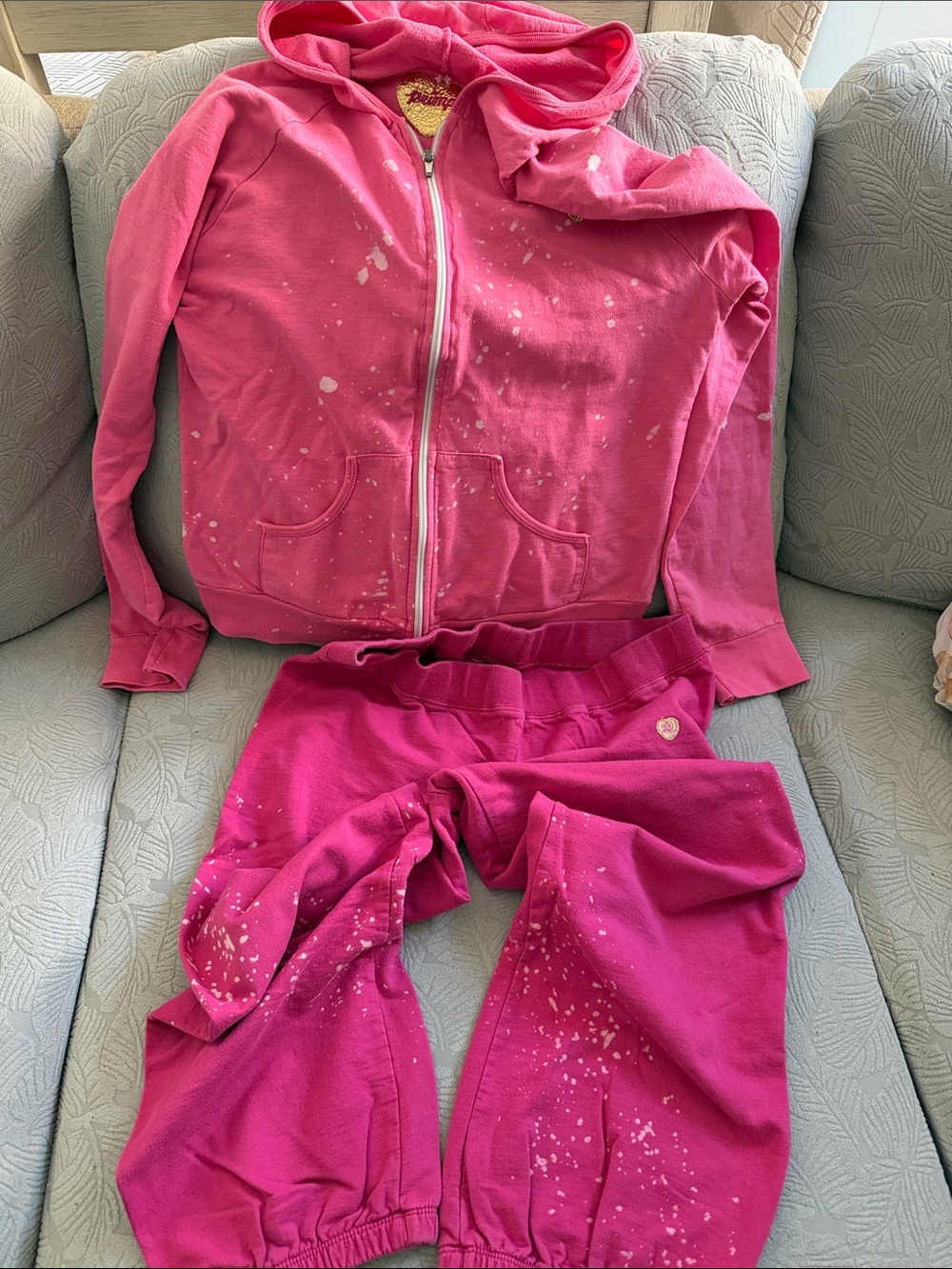 Primp Hot Pink Paint-Splatter Hoodie & Joggers Set